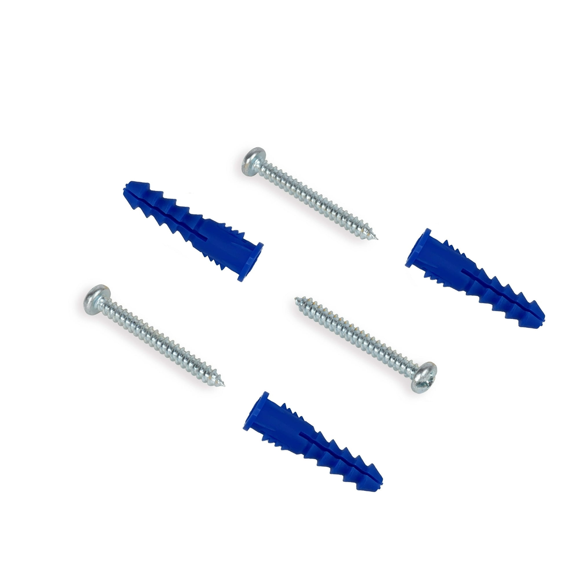 Hillman Multi-Material Ribbed Anchor Screws, #8-10 x 1-1/4", Plastic and Steel, 15 lbs, Blue, 6 sets
