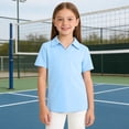thumbnail image 2 of shoper Girls Polo Shirts Golf Tennis School Uniform Short Sleeve T Shirts V-Neck Collared Workout Tops for 3-14 Years (Sky Blue), 2 of 8