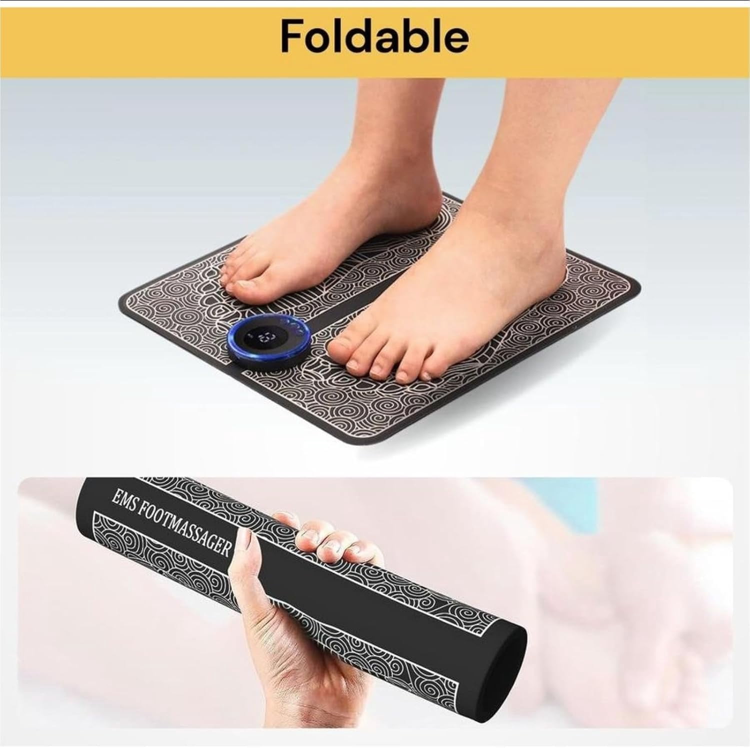StepNura Foot Massager Mat with Remote, 8 Modes 19 Levels (Blue*2Pcs)