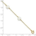 thumbnail image 3 of Primal Gold 14 Karat Yellow Gold 6-7mm White Near Round Freshwater Cultured Pearl 6-station Anklet, 3 of 5