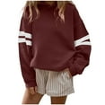 thumbnail image 3 of Bmawag Women Hooded Sweatshirt Plus Size Long Sleeve Solid Color Lightweight Pullover Tops Casual Loose Drawstring Sweatshirt Wine S, 3 of 4