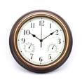 thumbnail image 1 of Reloj de pared silencioso retro de 12 pulgadas para interiores y exteriores, resistente al agua y con termómetro, 1 of 5