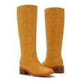 thumbnail image 4 of Women's Yellow Banana Boots – Retro School Style Knee-High Boots with Block Heel, 4 of 7