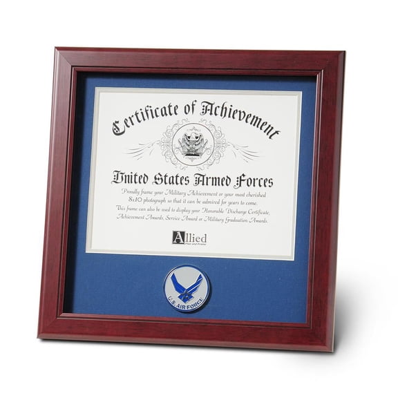 Allied Frame US Air Force Wings Certificate of Achievement Picture Frame with Medallion