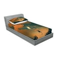 thumbnail image 2 of Ambesonne Fantasy Fitted Sheet & Pillow Sham Set, Starry Night Sky Fun, Twin, Orange Ash Grey, 2 of 2