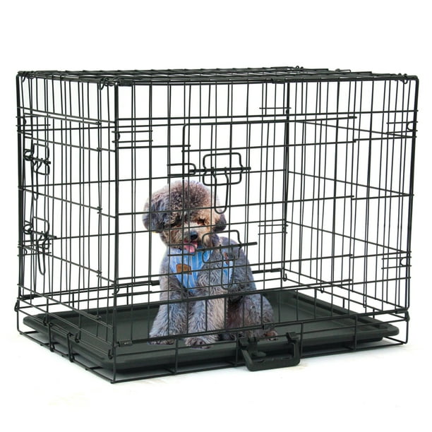Dog Crates And Kennels 24 80 X 17 32 X 19 88 Double Door Folding Metal Dog Crate Divider Panel Floor Protecting Feet Leak Proof Dog Tray Fully Equipped Rabbit Cage Dog Crates S10398 Walmart Com