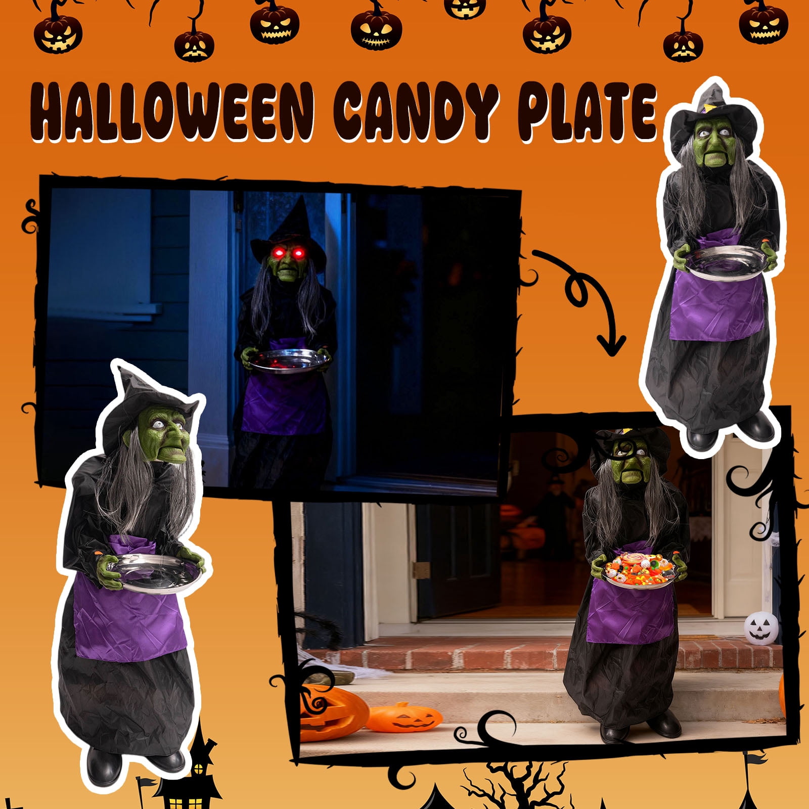 Disney 12-Piece Halloween Village Decor Set with Haunting Music
