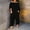 Black, variant on snowsong Jumpsuits For Women Lounge Pants Women Women Casual Solid Cold Shoulder Long Sleeve Jumpsuit Loong Siamese Plus Size Pocket Rompers Women's Pants Black L