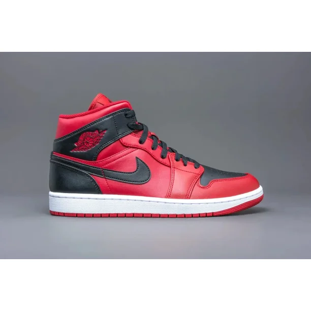 Ni - ke Air Jordan 1 Mid Shoes Reverse Bred Gym Red Black White 554724-660 Mens Size 12