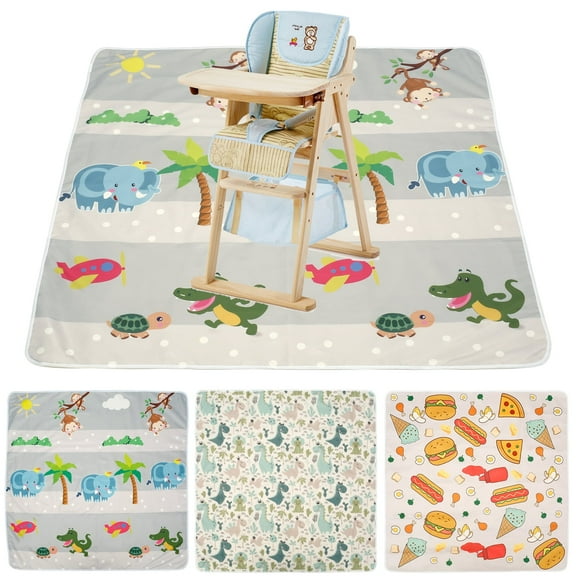 Threns Baby Splash Mat Non-slip High Chair Feeding Mat Waterproof Baby Splat Mat Cute Cartoon Baby Spill Mat High Chair Floor Mat