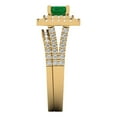 thumbnail image 3 of 3.05ct Brilliant Emerald Cut Emerald 14K Yellow Gold Halo Solitaire with Accents Engagement Bridal Wedding Ring Band Set size 9.25, 3 of 7