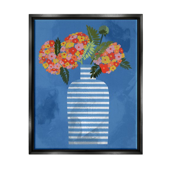 Stupell Industries Contemporary Flower Vase Botanical & Floral Painting Black Floater Framed Canvas Art Print Wall Art, 25 x 31