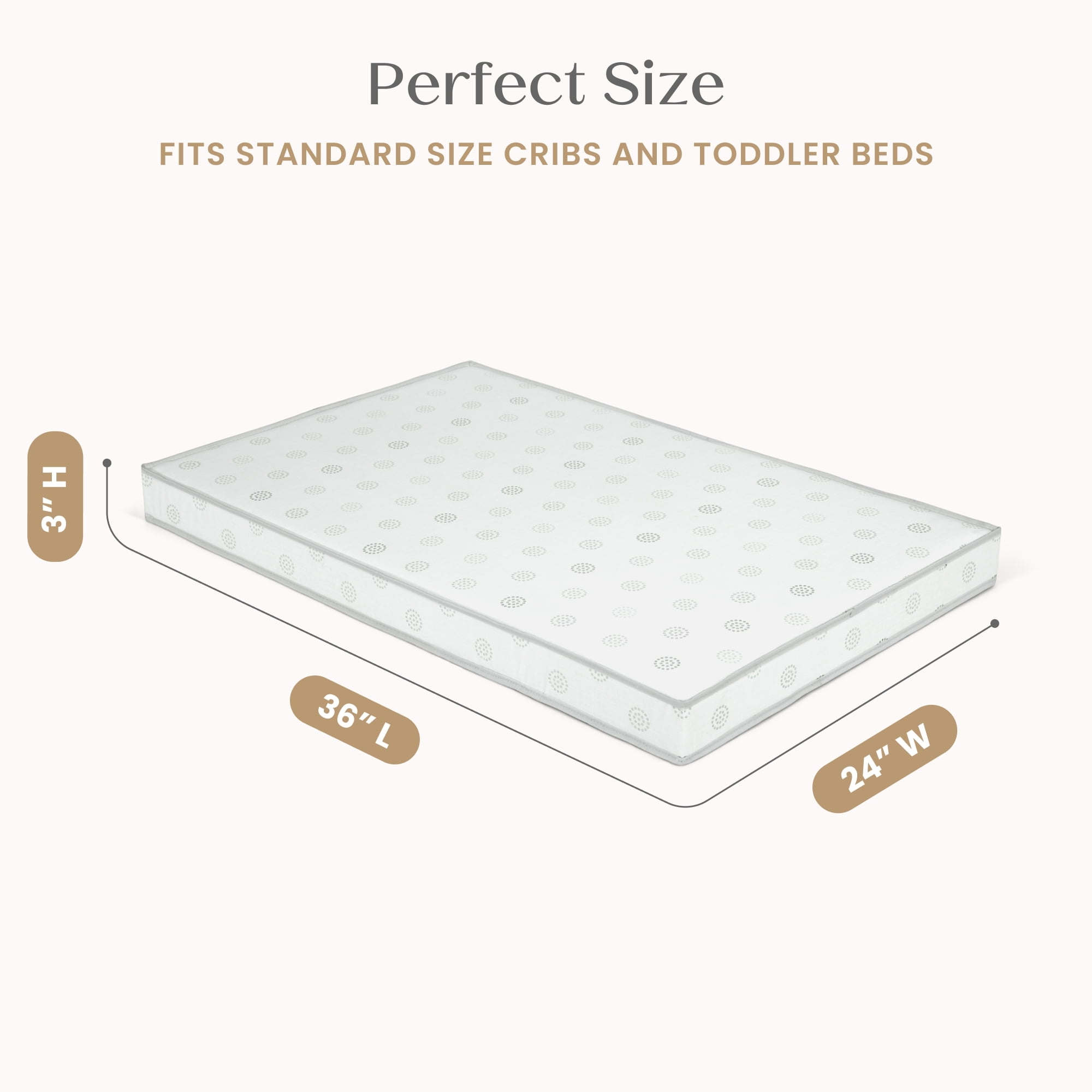 Delta Children Twinkle Galaxy 3-inch Mini/Portable Crib Mattress - Sustainably Sourced Fiber Core - Waterproof - GREENGUARD Gold Certified - 10 Year Warranty | Does Not Contain Toxic Fire Retardants