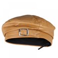thumbnail image 3 of Women Beret Hat Leather Beret French Black Beret Artist Beret Cap, 3 of 6