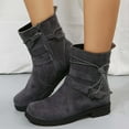 thumbnail image 2 of Women's Ankle Boots - Oversized Square Toe Suede Short Work Boots with Side Zipper and Round Toe, 2 of 8