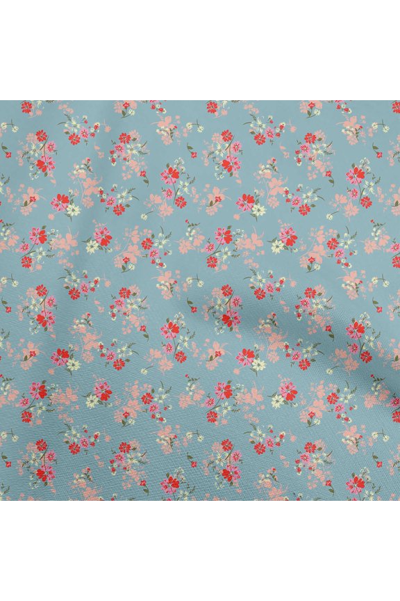 Viscose Chiffon Dusty Blue Fabric Floral Sewing Craft Projects Fabric Prints By Yard 42 Inch Wide-MK