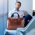 thumbnail image 3 of Bolsa Maletín de piel auténtica para hombre, para portátil, oficina, bolso de hombro (marrón claro) Tmvgtek Para estrenar, 3 of 9