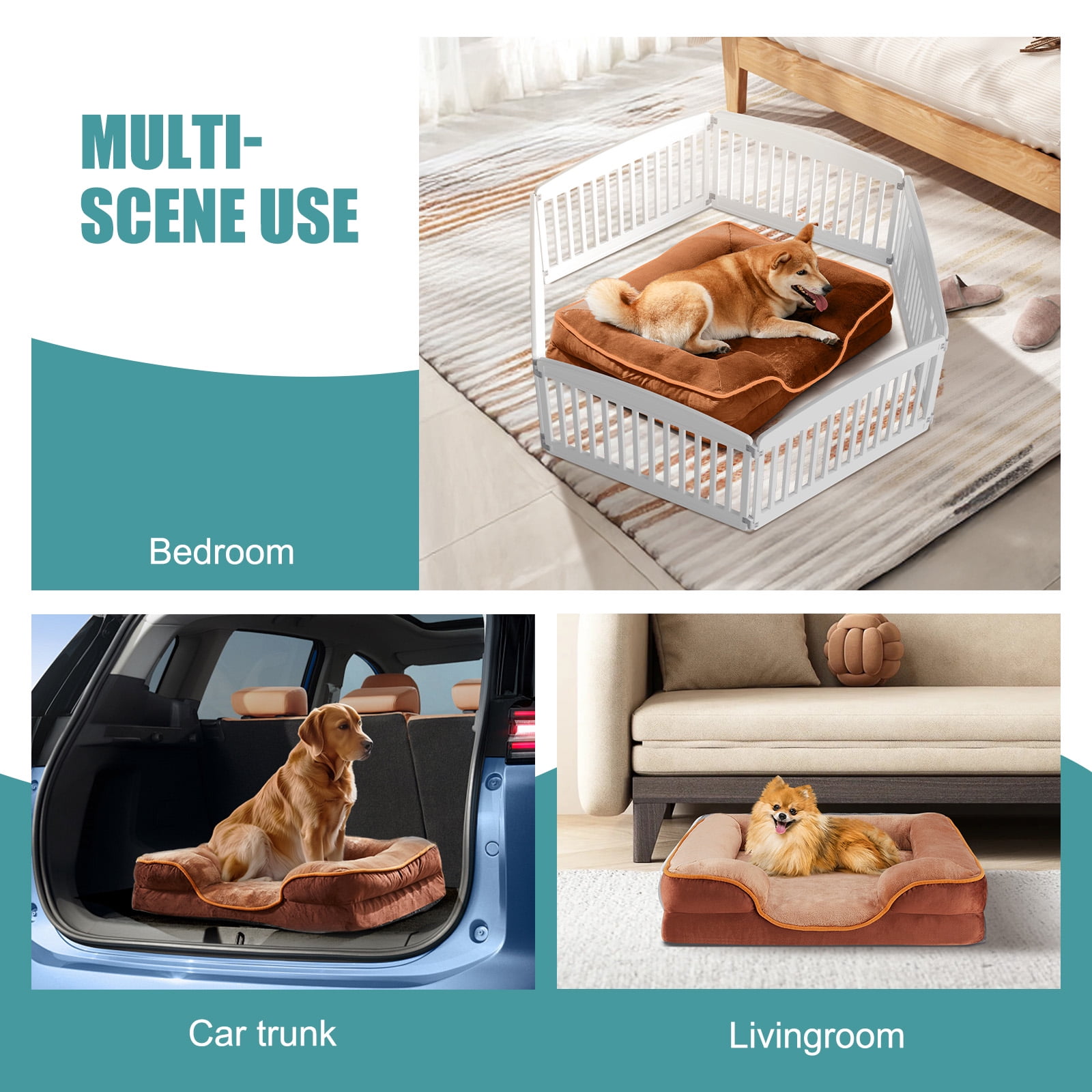 SHOUFTW L Orthopedic Dog Bed 42"x32", Large Dog Sofa Bed with Egg Crate Foam Support, Waterproof Liner, Removable Washable Cover, Non-Slip Bottom Pet Bed for Large Dogs,Brown