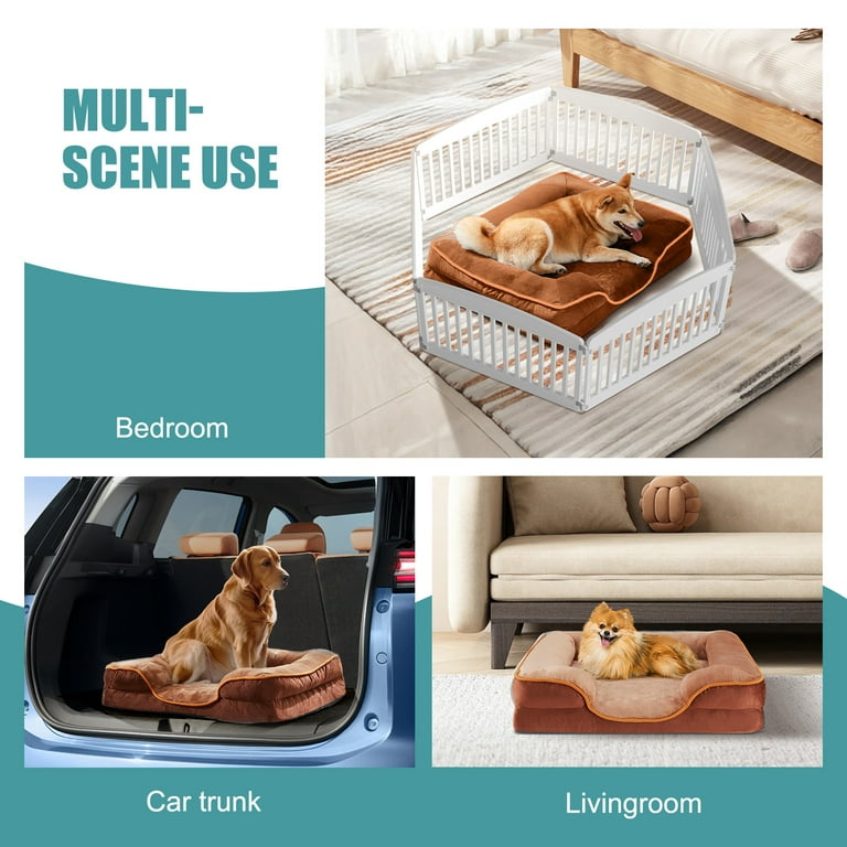 CONCETTA Orthopedic Dog Bed, XL, Brown with Egg Crate Foam photo 4