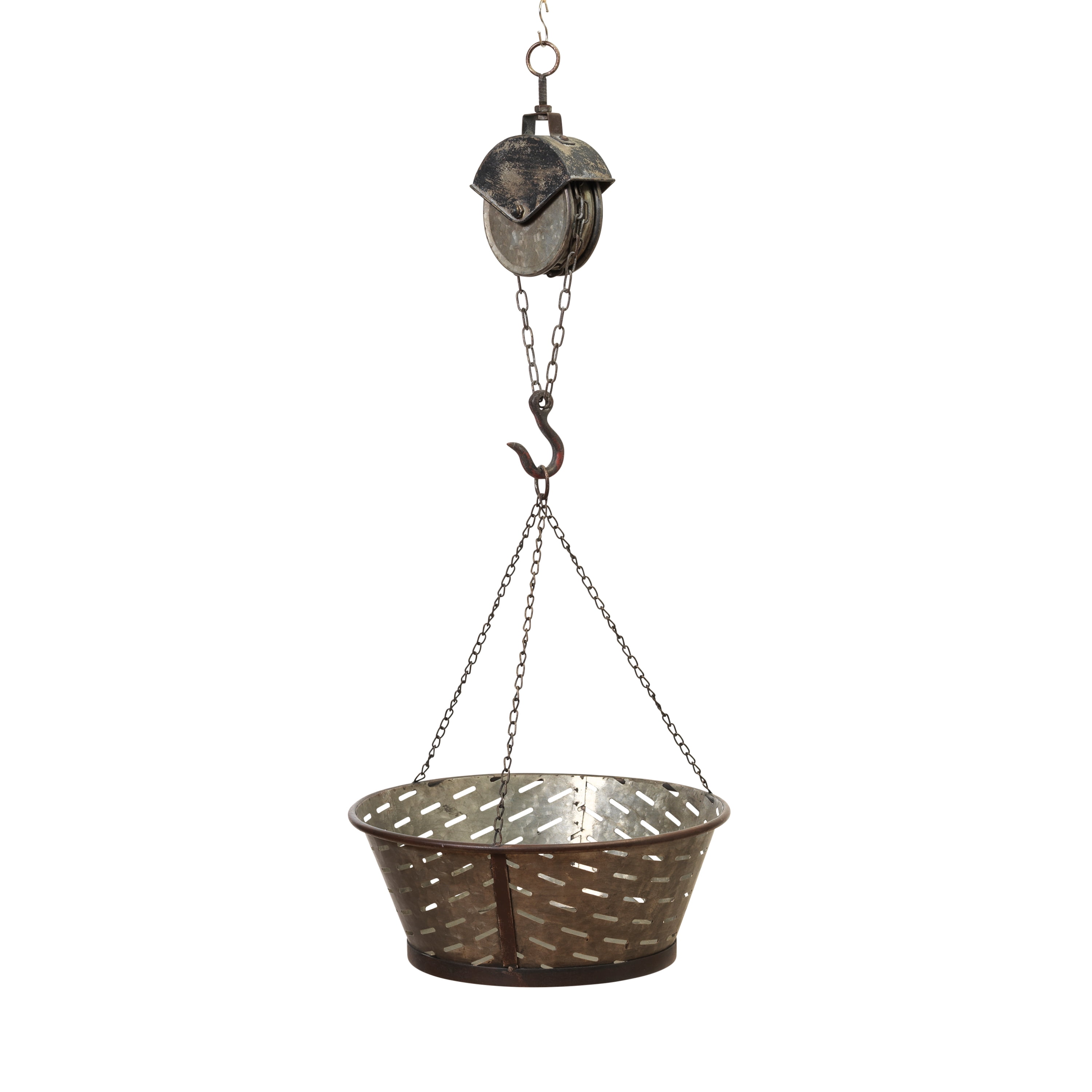 Gerson 16.5Inch Diameter Metal Hanging Pulley Planter