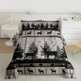 thumbnail image 2 of Manfei Hunting Moose Bedding Comforter Set 2pcs, Gray Farmhouse Barn Door Twin Comforter Sets, Woodland Wildlife Animal Bedding Set, Ultra Soft Home Decor, 2 of 8