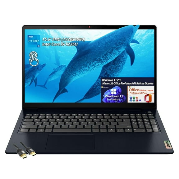 Lenovo IdeaPad 1i Business 15.6" FHD Touch Laptop, Intel Core i5-1235U 10 Core, 40GB DDR4 RAM 1TB SSD, WiFi6 Bluetooth, Win11Pro Office Lifetime License, Abyss Blue, with HDMI Cable, W/GaLiMu