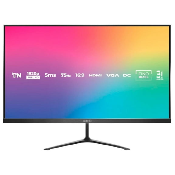 Monitor Gamer 27 ACTECK CAPTIVE VIVID SP270 5ms 75Hz FHD TN LED VGA HDMI AC-935845 negro