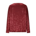 thumbnail image 6 of jobturf Womens Long Sleeve Shirts Dressy V Neck Sparkle Party Tops Fashion Loose Lightweight Basic Tees Fall Winter Holiday Christmas Blouses, 6 of 8