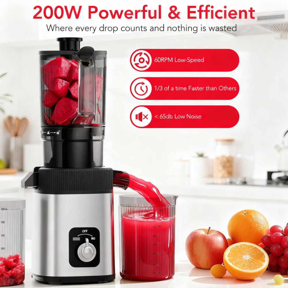 KNDKO Clod Press Juicer, 4.35" Wide Feed Chute Juicer Machine, Slow Masticating Juicer for Whole Vegetables & Fruits