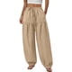thumbnail image 1 of Pantalones de cintura elástica para las mujeres Color sólido empaquetado pies cordón longitud completa cónico Jogger bolsillos pantalones verde oliva mujeres, 1 of 6