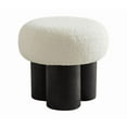 thumbnail image 4 of Mushroom Shape Ottoman, Broadcloth Pleat Mushroom Stool, Lamb Wool Footstool Seat, Barrel PVC Pipe With Walnut Finish, White, 4 of 5
