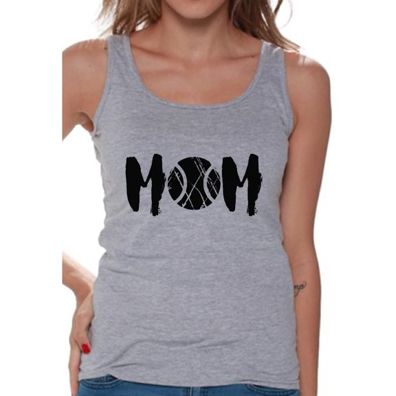 Awkward Styles Women's Tennis MOM Graphic Tank Tops Black Sport Mom's Gift Mother's Day