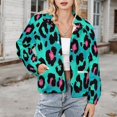 thumbnail image 3 of Jackets for Women Winter Coat Jackets Flannel Stand Collar Jacket(Blue Pink Leopard Skin,Size:S-4XL), 3 of 7