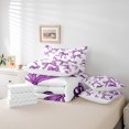 thumbnail image 6 of Manfei White Purple Ribbon 7-Piece Twin Bedding Sets for Kids, Kawaii Cartoon Bowknot Bedding Comforter Set, Cute Princess Style Reversible Sheet Sets, Breathable Home Decor, 6 of 8