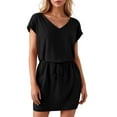 thumbnail image 3 of HXWCHs Women's V Neck Casual Summer T Shirt and Short Skirt Street Style Outfit Set XL Black, 3 of 7