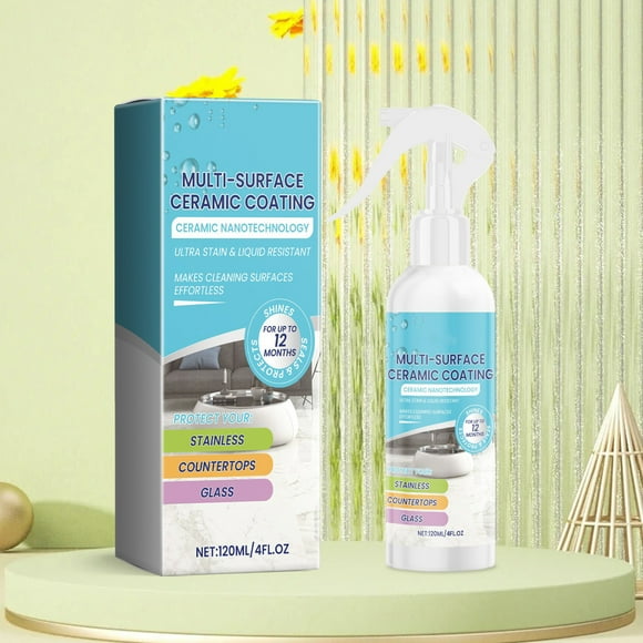 Spray Ceramic Coatings For Home Use Shine Seal And Stainless Steel Appliances Countertops Glass And More! Stains Dirt Fingerprints Liquids And More（120ml） Poultice Stain Remover Carpet Brush Car Brush