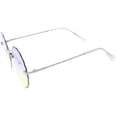 thumbnail image 3 of zeroUV Female Women's Modern Round Rimless Floral Frame Gradient Colored Lenses 60mm (Silver / Blue Yellow Fade) - 60mm, 3 of 4