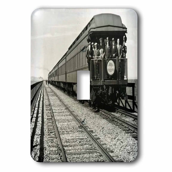 3dRose, San Francisco Southern Pacific Railroad Caboose Black and White, single toggle switch