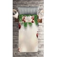 thumbnail image 2 of Ambesonne Christmas Quilted Coverlet 2 Pcs, Red Balls Ribbons, Twin Size, Green and Red, 2 of 2