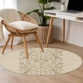 thumbnail image 4 of Round Rug 4Ft Washable Non-Slip, Japanese Circle Area Rugs for Living Room Bedroom, Beige Farmhouse Retro Floral Leaf Pattern Indoor Floor Mats Carpet Runner for Home Decor Aesthetic, 4 of 8