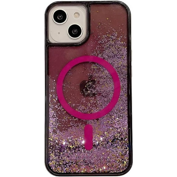 for iPhone Case,[Compatible with MagSafe] Luxury Bling Sparkle Flowing Glitter Liquid Sand Clear Soft TPU Phone Case (iPhone 13,Purple)