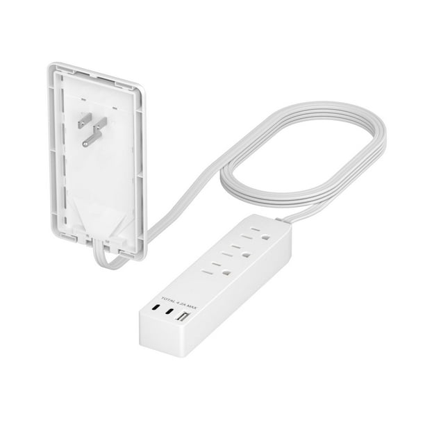 LIDER Extensor de salida con 3 receptáculos, 21W USB tipo A y 2 USB tipo C, puerto USB, enchufe ultr