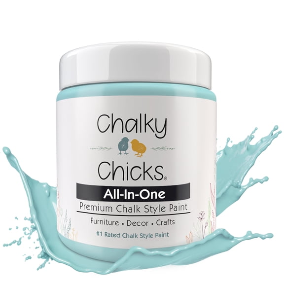 Chalky Chicks 4 Fl Oz Matte Rain Drop (Light Blue) Chalk Paint for Furniture Without Sanding, No Prep Furniture Paint No Sanding All in One for Crafts, Wood, Walls, Cabinet, Metal, Dresser, Farmhouse