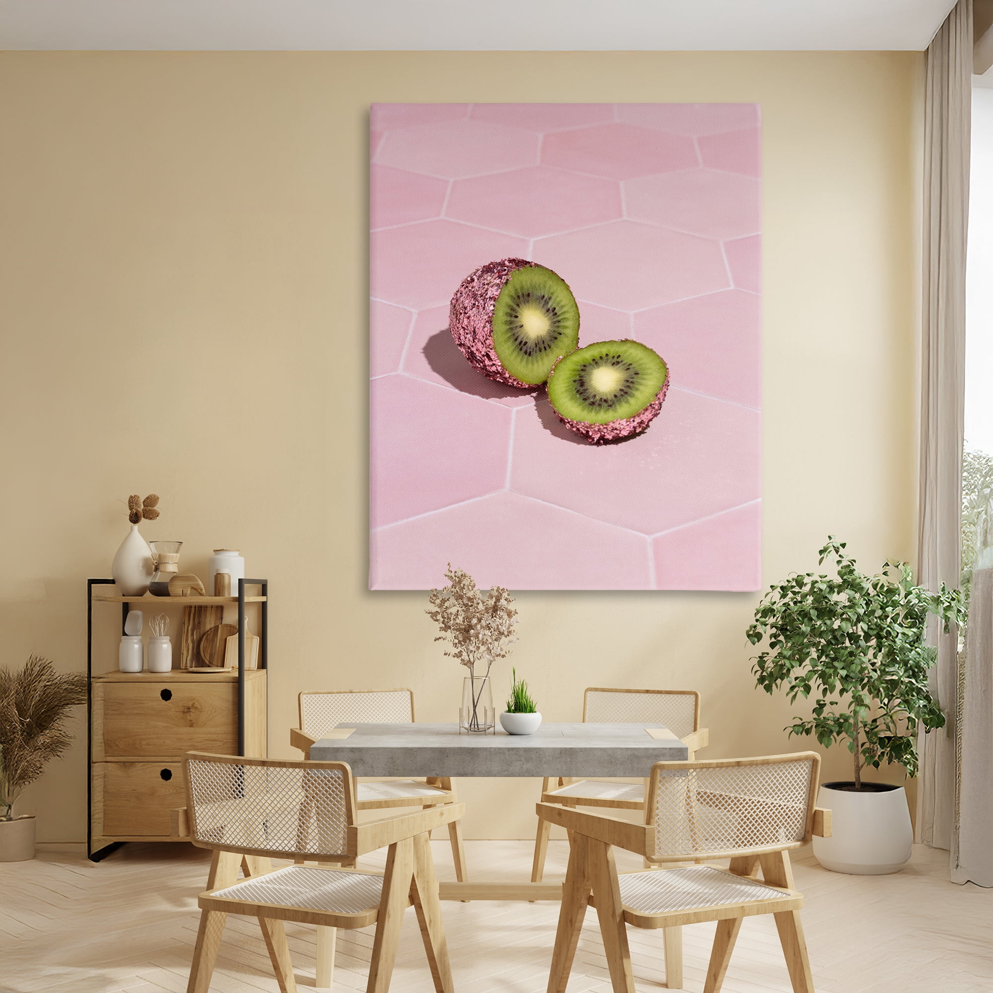 Stupell Industries Pink Glimmer Kiwi Canvas Wall Art, design by LISH Creative