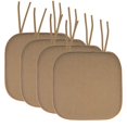 thumbnail image 2 of Sweet Home Collection Chair Cushion Memory Foam Pads with Ties Honeycomb Pattern Slip Non Skid Rubber Back Rounded Square 16" x 16" Seat Cover, 4 Pack, Taupe 4 Pack, 2 of 4