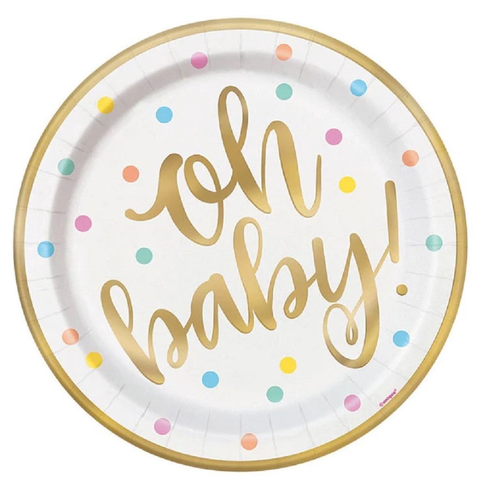 Baby Shower 'Oh Baby' Small Paper Plates (Pack of 4)