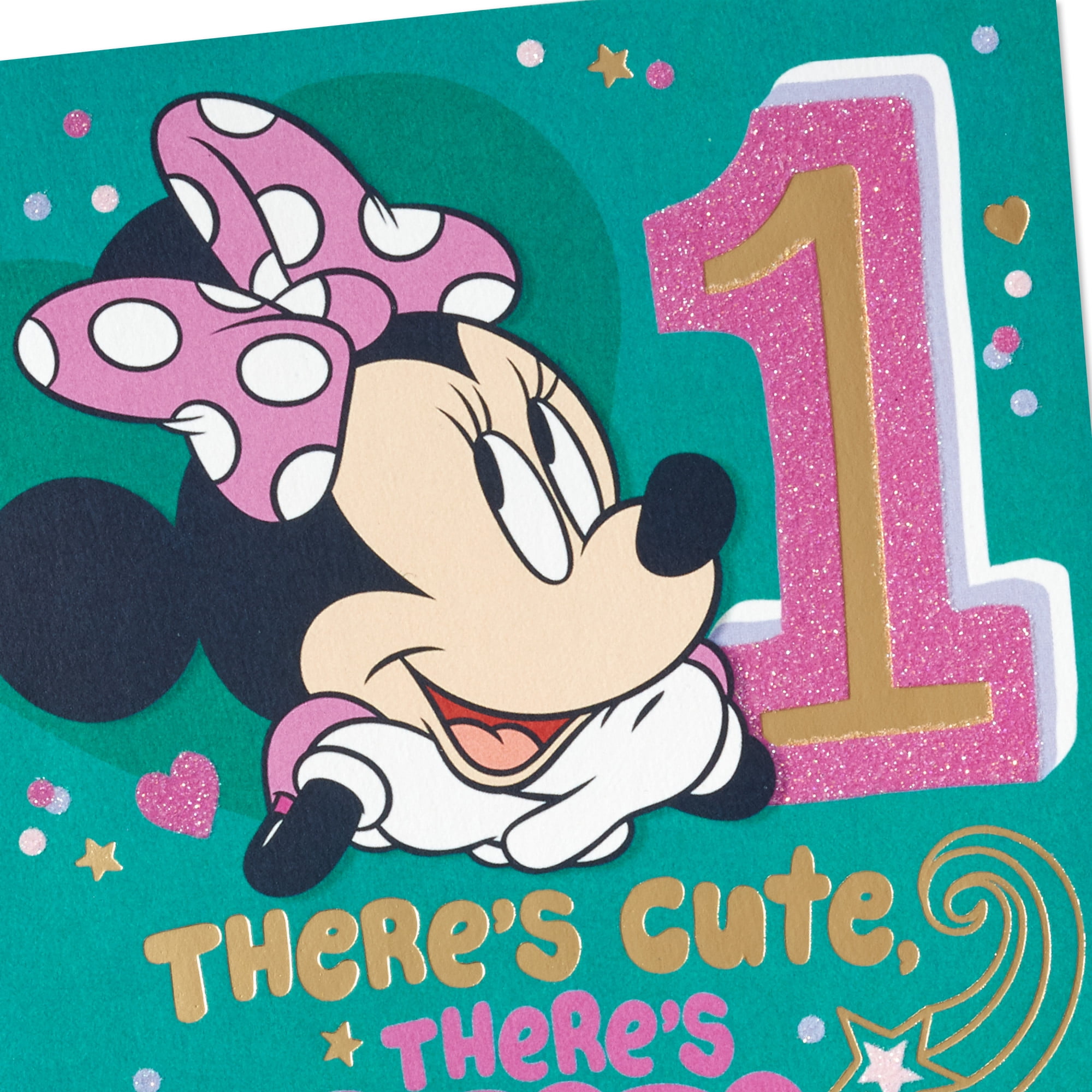 Hallmark Disney Junior Minnie Mouse First Birthday Card With Mirror (Super Cute)