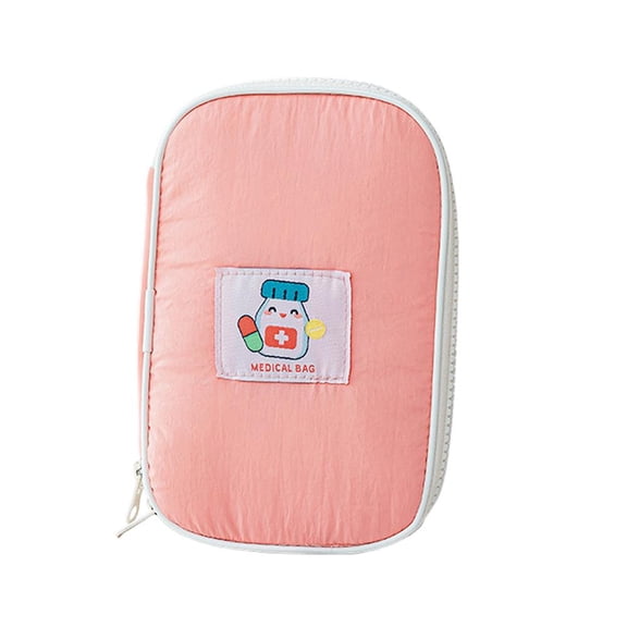 Empty Travel Portable Mini First Aid Pouch, Portable Cute Medicine Organizer Box with Double Zippers, Waterproof Nylon, Multiple Compartments Emergency Storage Organizer Bag for Home,Outdoor