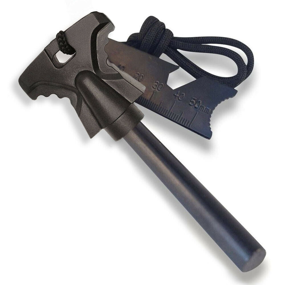 Emergency Telescopic Fire Blower Pocket Tool with Flint Rod & Striker in Webbing Case with Carabiner
