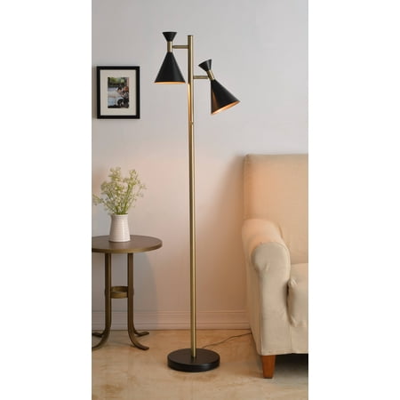 - Arne Black and Antique Brass 2 Light Tree Lamp
